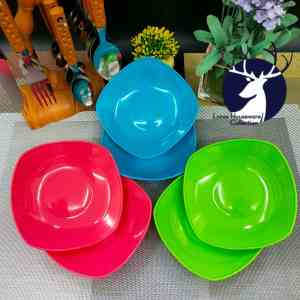 6 PCS . COLORED MINI SAUCER PLATE (REUSABLE SAUCER PLATE ) PLASTIC PLATE