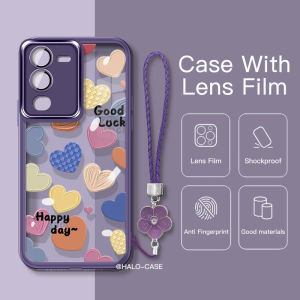 【Ốp 2 trong 1 】ốp cho Vivo V50 V40 V30 Pro V29 5g v27pro v27e vỏ mềm có tấm dán bảo vệ ống kính V23 5g v23e Ốp điện thoại chống sốc gấu & Camera tình yêu bảo vệ v40pro