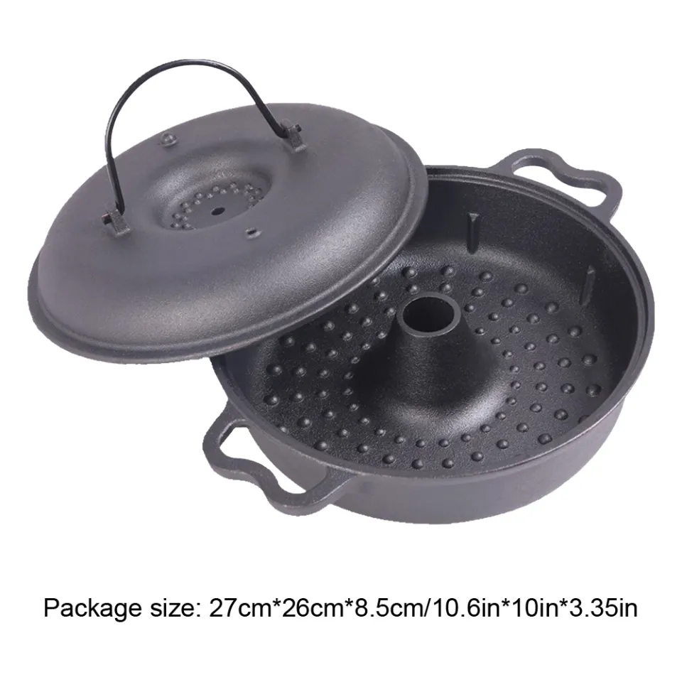 Cast Iron Roasted Sweet Potato Pan with Lid Garlic Roaster Garlic Baker for  Picnic Camping Patio Backyard Cooking
