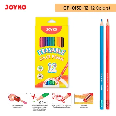 Erasable Color Pencil Pensil Warna Dapat Dihapus Joyko CP-0130 Triangle Grip