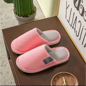 Corduroy warm cotton slippers anti slip silent proof Indoor home slippers for men and women