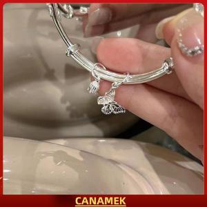 Miễn phí vận chuyển✨ Trung Quốc Phong Cách Hoa Bướm Đẩy Kéo Có Thể Điều Chỉnh Bangle Hình Trái Tim Tre Liên Kết Hoa Bud Mở Vòng Đeo Tay Thời Trang Đồ Trang Sức