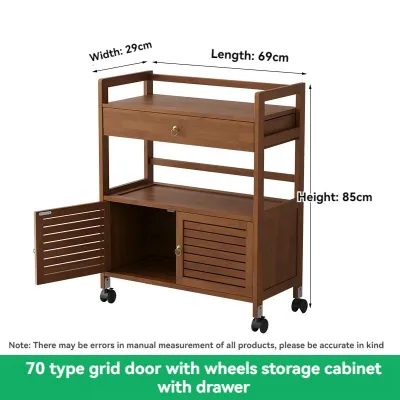 Bamboo Trolley Cart with 360° wheels Organizer Shelf Storage Rack with Wheels kitchen Utility Trolley Cart Organizer