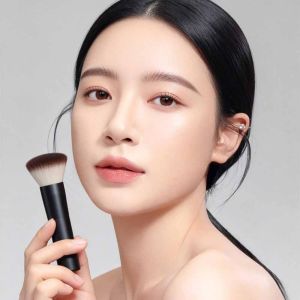 OMQAIO Di động Cọ tán phấn phủ Sợi mềm Lông bàn chải mềm mại Cọ trang điểm Chuyên nghiệp Tay cầm bằng gỗ Cọ đánh kem nền Định hình khuôn