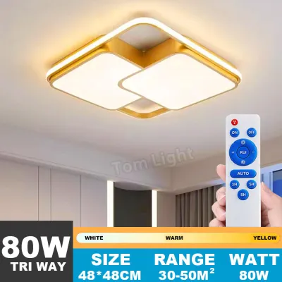 LED Ceiling Light 3 color with remote Living room bedroom light modern ceiling lamp home lighting With switch 80W lights for ceiling lights modern design