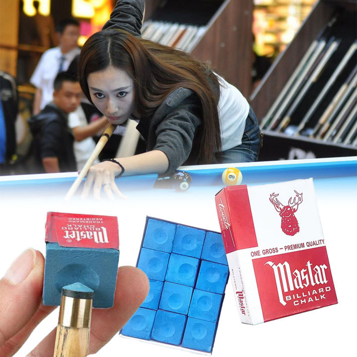 12pcs/box Chalk Billiard Master Kapur Biliard Perlengkapan Billiard Kapur Biliar Kapur Billiard Triangle GRADE B