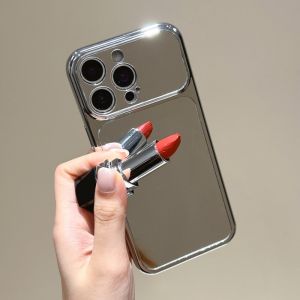 Luxury High Guality Makeup Mirror Phone Case For iPhone 17 16 15 14 13 12 Pro Max Plating Acrylic Shockproof Bumper Cover Funda