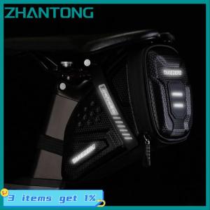 ZHANTONG กระเป๋าทรงอานรถจักรยานกันน้ำได้แฟชั่นกระเป๋าอานจักรยานเสือหมอบกระเป๋าใส่เครื่องมือจักรยานแถบสะท้อนแสงอุปกรณ์เสริมสำหรับจักรยานเสือภูเขา