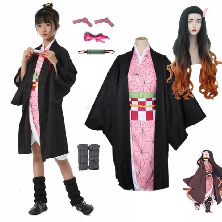 Kids Anime Demon Slayer Kimetsu no Yaiba Nezuko Cosplay Wigs