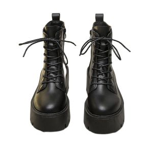 Katerina Fashion Korean Heeled Zipper Boots Shoes For Women Round #K-379
