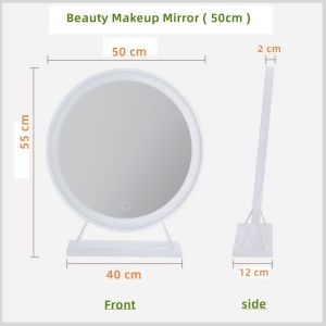 【i.Rumah】LED Makeup Mirror Big with Smart Light 40/50CM Large Round Desktop Decor Face Fill Lamp化妝镜子 三色可调