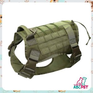 Tactical Dog Harness Chest Vest Nylon Breathable Adjustable Size Military Dog Vest And Collar Set
