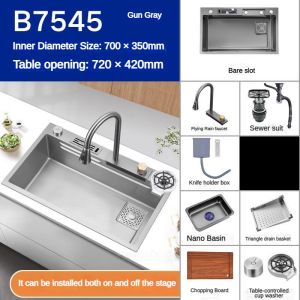 Kitchen sink 304 stainless steel black sink 4MM thickened material kitchen sink advanced household sink sink stainless for kitchen