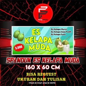 Spanduk es kelapa muda / Banner Es Degan / Spanduk Es Kelapa Ukuran 160 x 60 cm