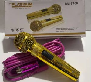 PLATINUM DM-8700 Professional Hype-Capdiod Dynamic Microphone(Gold)With 5M MIC Wire