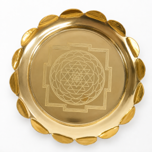 Brass Yantra Plate for Pooja & Meditation | Traditional Spiritual Decor with Sacred Yantra Design | Hindu Prayer Room & Festive Decor | 4 Inch (1 pc)