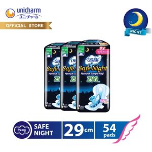 CHARM Pembalut Safe Night 29cm Wing 18 pads x3