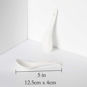 DAFIFY Ceramic Chinese Spoons Asian Cereal Rice Soup Spoons for Ramen Pho Wonton Dumpling Miso