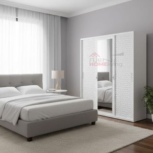 KLIKFURNITURE EXTRA LARGE Lemari Pakaian Besi 3 Pintu Sliding + Cermin VIRGINIA XL