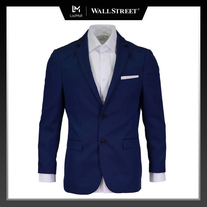 Wall Street Mens Fitted Patterned Single-Breasted Suit Blazer