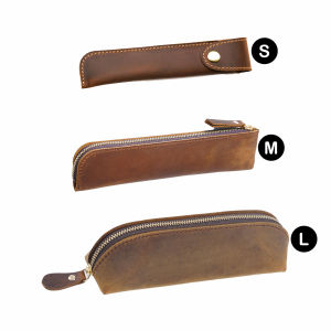 Leather Pencil Case Handmade Genuine Leather Pen Pencil Sleeve Pouch Case Free Name Engrave