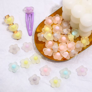 20pcs/bag Acrylic Transparent Matte Heart Shape/Star/Plum Loose Spaced Beads Charm for Jewelry Making DIY Necklace Bracelet Hair Tie Accessories