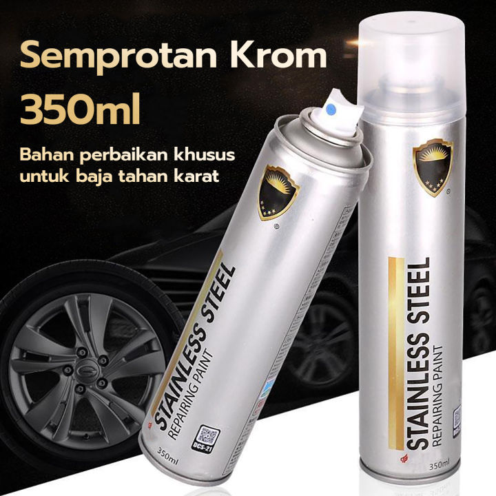 Cat Semprot Chrome 350 ML Warna Chrome Krom Cat Logam Otomotif Baja Tahan Karat