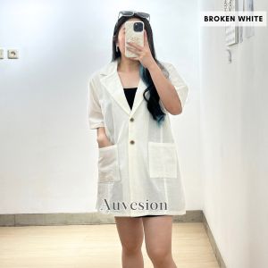 6162 Vanessa V-Neck Pocket Button Top Blouse Atasan Wanita