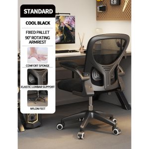 OTA-Office Chair Kerusi Pejabat Adjustable Swivel Med-Back Mesh With Rollers Gaming Chair Study Chair Computer Chair With Headrest Kerusi Pusing