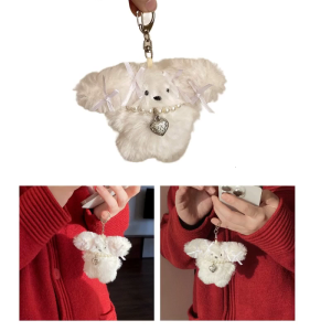 Heart Plush Rabbit Keychain Pendant Lovely Hanging Decoration Bag Phone Pendant Women Backpack Handbag Charm for Girls
