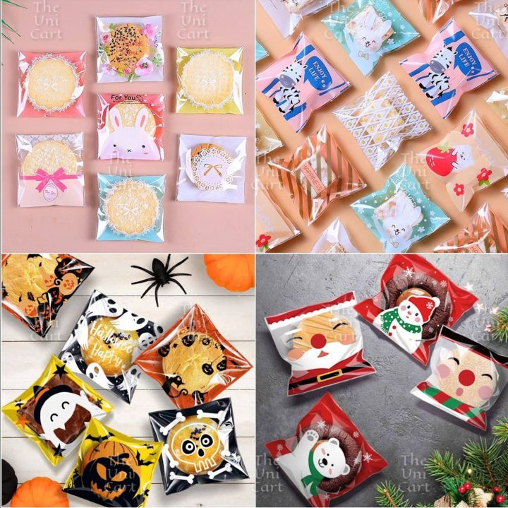 100pcs Pastry Cookie Packaging OPP Plastic Bag with Design Candy ...