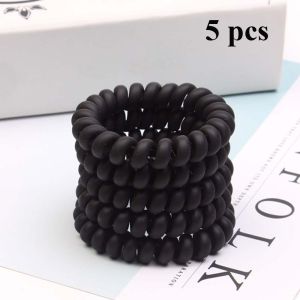 DGJKF Hair Accessories 5PCS Frosted Color Matte Women Big Telephone Wire Hair Rope Hairbands Hair Ties Rubber Bands