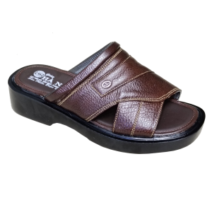 Dép Nam Quai Ngang Da Bò Thật TiTi ĐÔ Đế Cao Dành Cho Người Thấp DNA2134