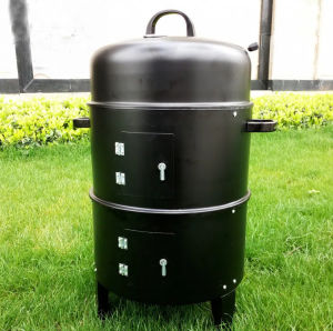 Black 3-in-1 Smoked Oven Stewed Oven Barbecue Oven Circular Smoked Oven Charcoal Barbecue Oven Outdoor Courtyard