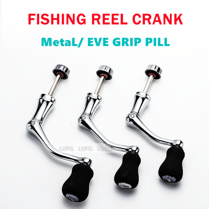 S/M/L Spinning Reel Handle Metal Fishing Spinning Reels Crank Handle  Replacement Part with Plastic Rotatable Grip Knob