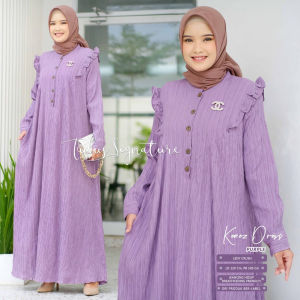 Tulus Signature Kenez Dress Jumbo LD 120 Gamis Wanita Polos Bahan Lady Crush Lengan Panjang Maxi Dress Busui Friendly