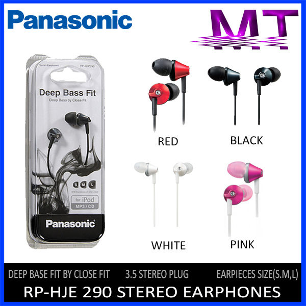Panasonic Stereo Earphones HJE-290 White Pink Red Black Earphones