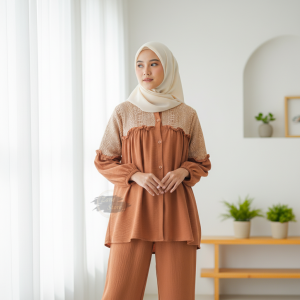 Zane Store - MADINA Setelan Dewasa Baju dan Celana set Cringkle Airflow outfit Lebaran
