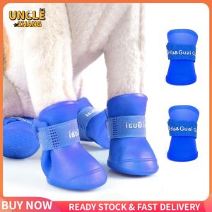 4 Chiếc Giày Cho Chó Thú Cưng Màu Xanh Dương Ủng Đi Mưa Chống Thấm Nước Bốt Gel ỦNG ĐI MƯA Cao Su Cho Chó Thú Cưng Giày Chống Trượt Cho Chó Con Nhỏ Giày Đi Mưa