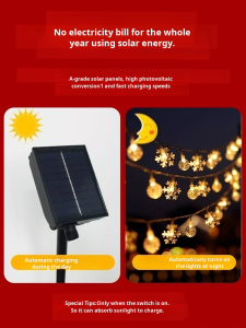 SolarRechargeable Colorful Snowflake Light String Decoration