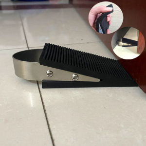 Door Stopper 1 Pack Stainless Steel & Rubber Heavy Duty Design Wedge Door Stops Stackable Works on All Floor Types