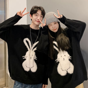 Couples Autumn and Winter Sweater Red New Year Rabbit Flocking French Thickening Lifetime Loose and Lazy