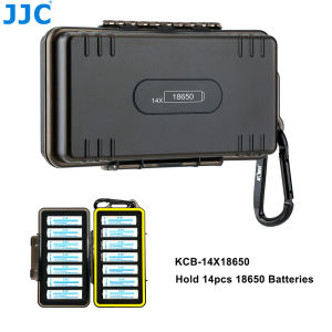 Hộp đựng hộp đựng pin JJC 14 khe 18650 có miếng xốp chèn để bảo vệ tốt với vòng đệm silicon giữ bụi và nước bắn ra ngoài chất liệu PC chắc chắn và bền
