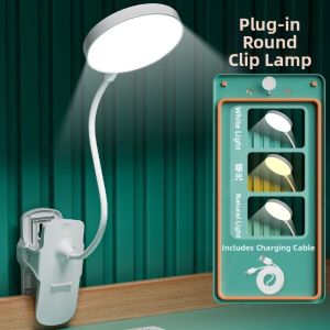 YING39292 Remote Control LED Lamp Clip-on Design Brightness Adjustment Bedside Lights USB Charging Desk Study Lamp for Dormitory