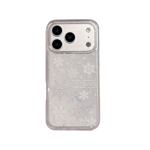 White Quicksand Snowflake Case for iPhone 17 16 15 Pro Max Back Cover Moving Sand Silicone Dynamic Liquid Phone Shell Coque Capa