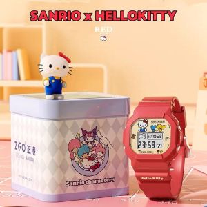 SanrioนาฬิกาHello Kittyดิจิตอลมัลติฟังก์ชั่นาฬิกาข้อมือกันน้ำกีฬากลางแจ้งนาฬิกาสำหรับเด็กเด็กสาว