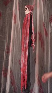 Halloween hanging ghost decorations-stained horror skull decorations props-colored gauze for scene setup on porch and terrace