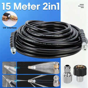 15/20M Sewer Jetter Kit Pressure Washer High Pressure Drain Cleaner Hose Button Nose Rotating Nozzle