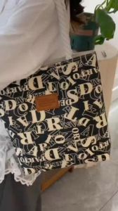 Korean New Fashion Letter Printed Canvas Tote Bag Shoulder Bags With Zipper For Women Student