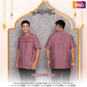 Nibras Sarimbit Estela Baju Koko Pria Lengan Pendek Maroon Navy Baha Verossa Viscose Promo BIG SALE